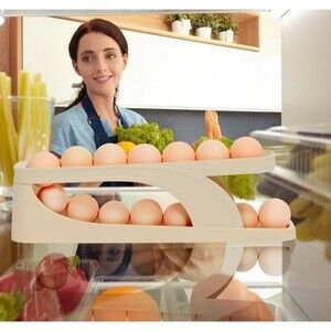 Egg Storage 2 Tier Roll Down Dispenser Fridge Organizer Rv Camper Refrigerator